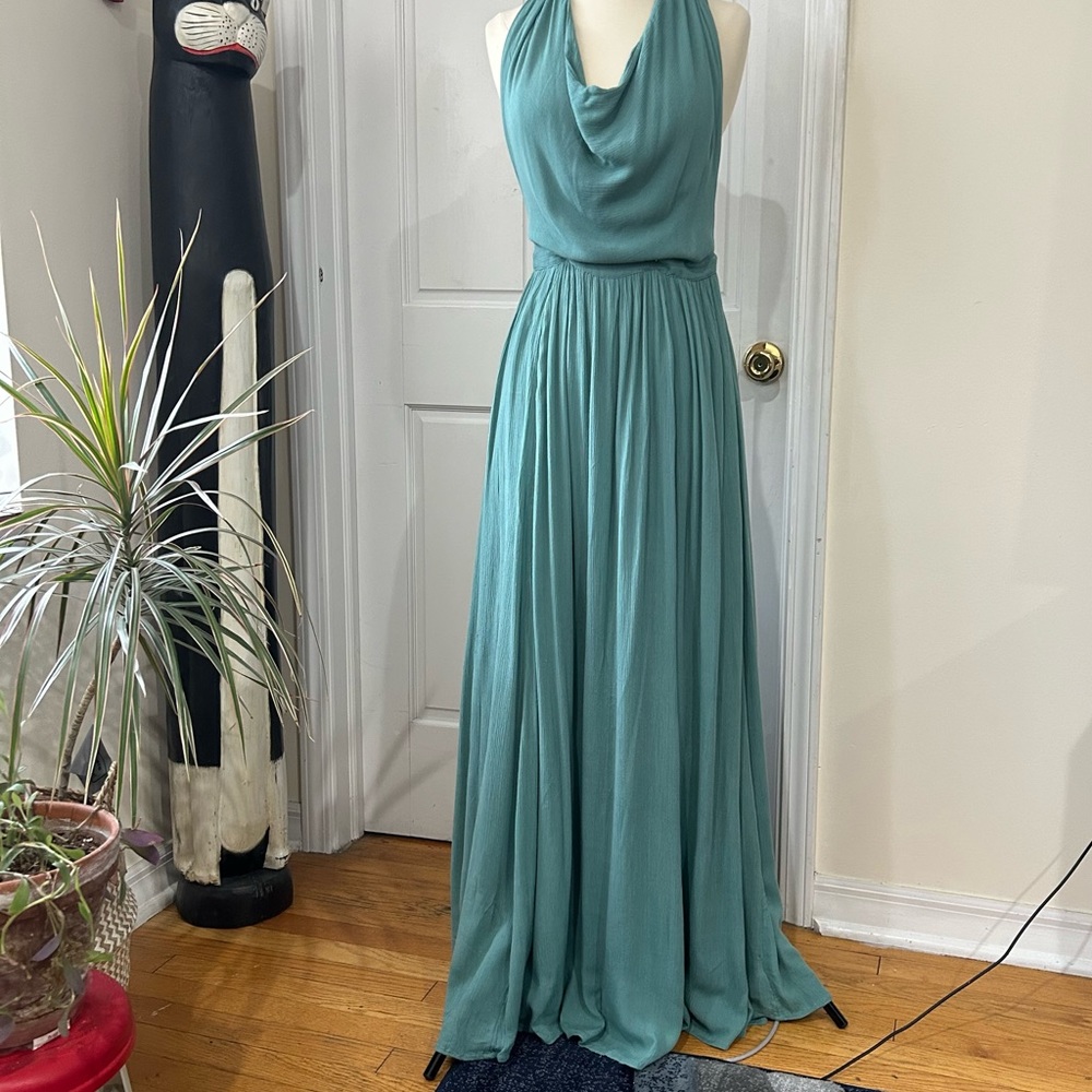 Free People Draped Collar Backless Halter Neck Maxi Dress Party Vacay Fun Casual